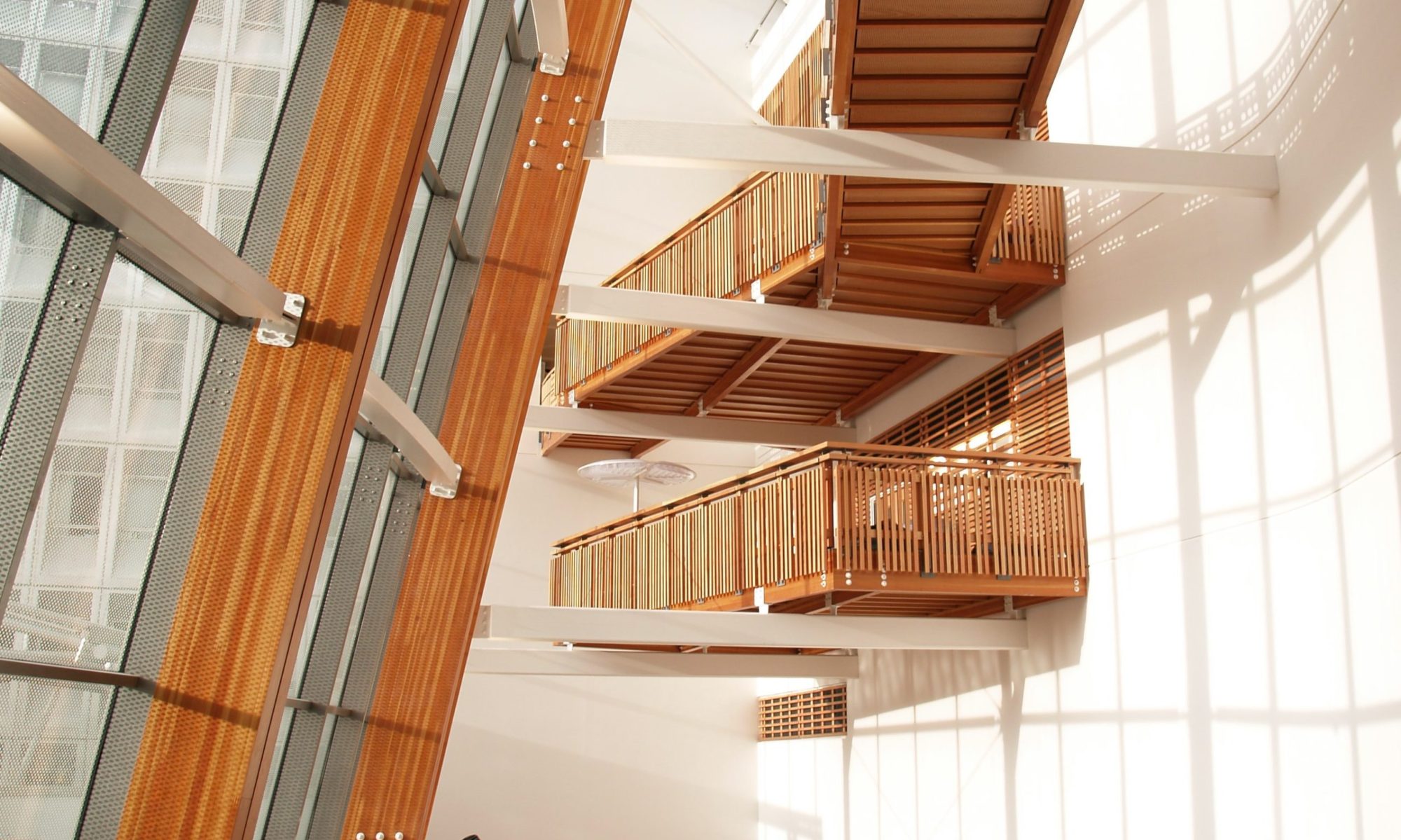 Image shows the internal balcony in the atrium of the Saltire Centre